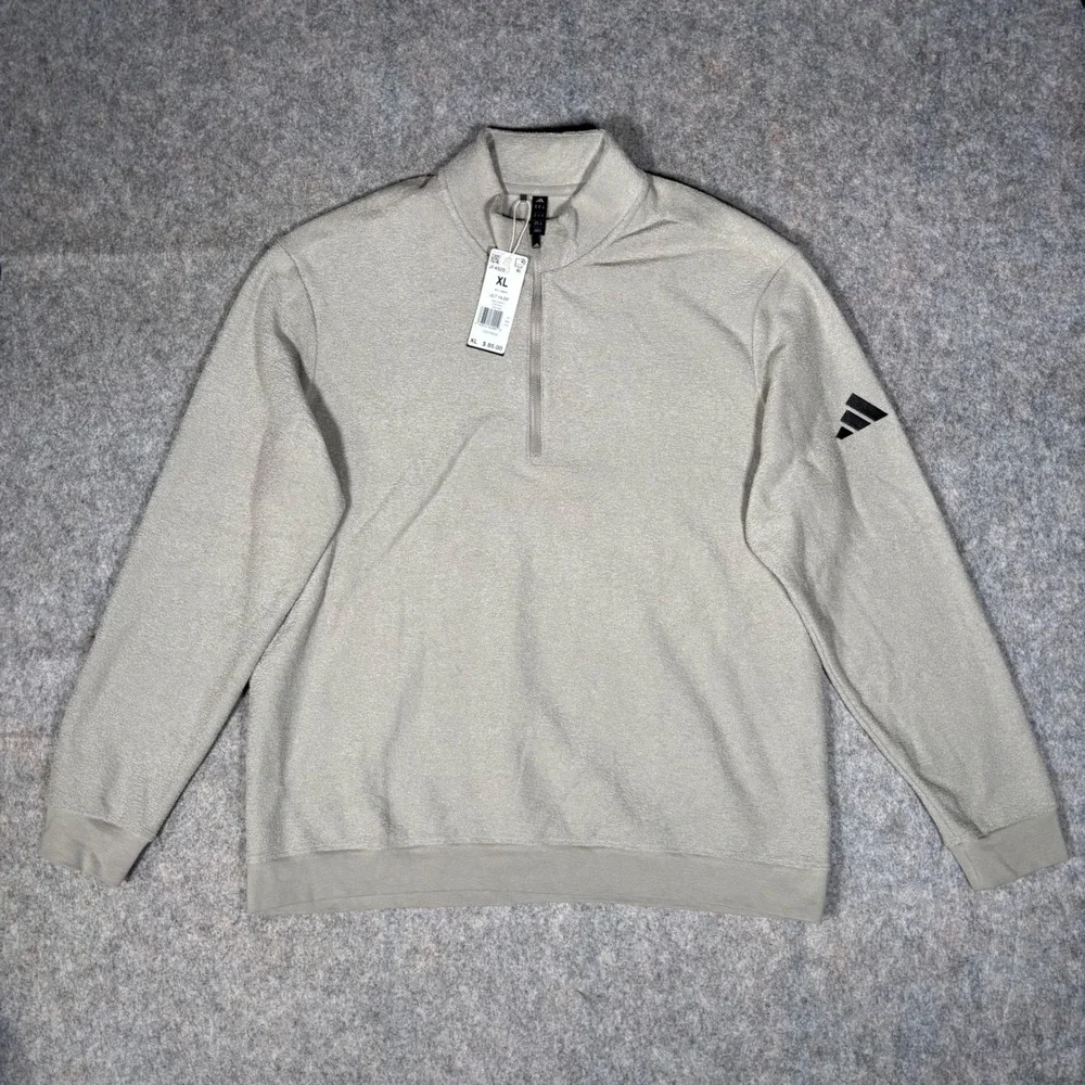 Adidas Ultimate 1/4 Zip Golf Sweatshirt Mens XL Putty Beige JF4929 Pullover NEW